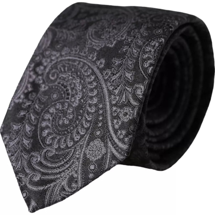 Gray Patterned 100% Silk Adjustable Men Tie