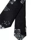 Black Floral Print Silk Adjustable Men Tie