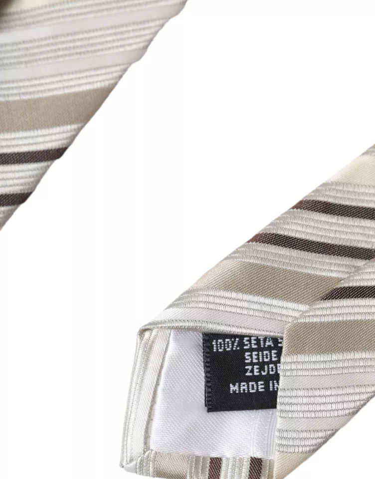 Beige Stripes Fantasy Silk Adjustable Men Tie