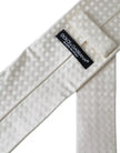 White Dotted Silk Classic Adjustable Men Tie