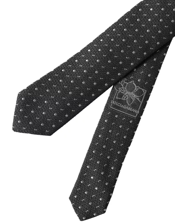 Black Polka Dot Silk Adjustable Men Tie