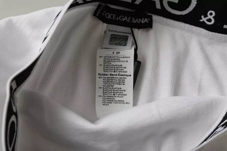 White Cotton Stretch Branded Logo Underwear