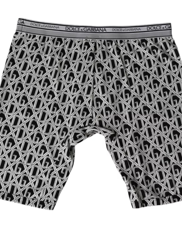 Black White DG Logo Cotton Stretch Cycling Underwear Men