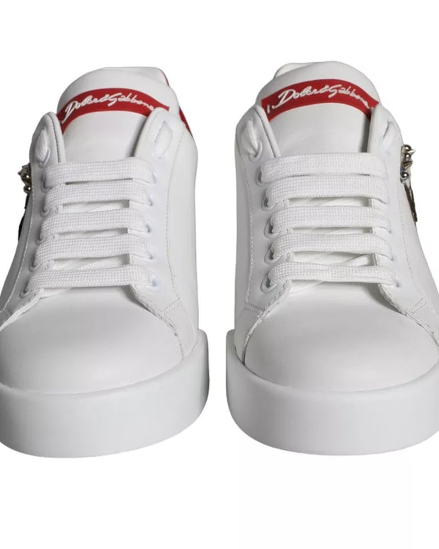 White Patch Calfskin Nappa Portofino Sneakers Shoes