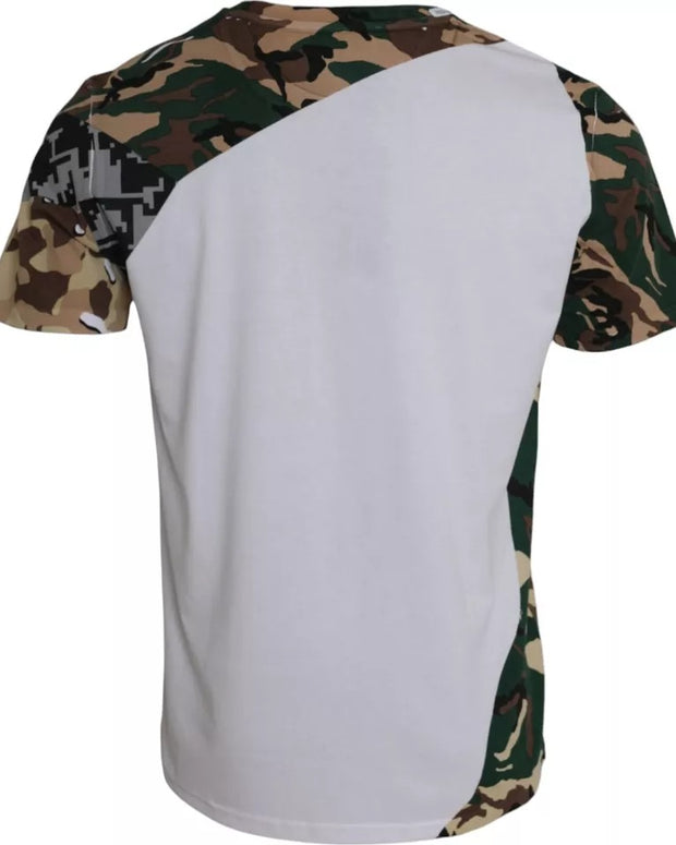 White Camouflage Stars Crew Neck Men T-shirt