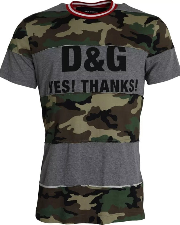 Multicolor Camouflage Cotton Crew Neck Men T-shirt