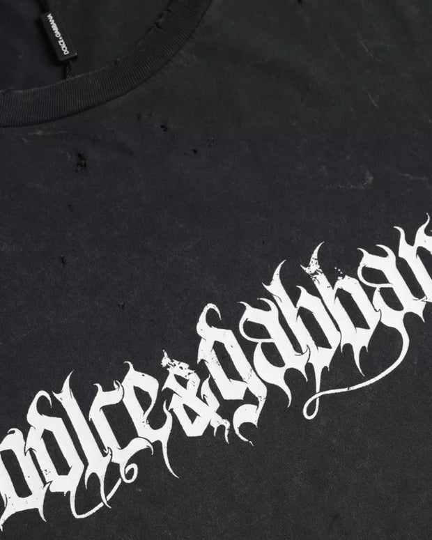 Black Graphic Printed Cotton Short Sleeves T-shirt