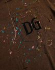 Brown Color Splash Cotton Crew Neck T-shirt