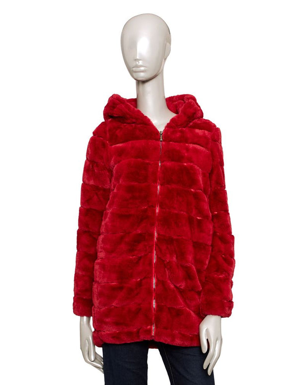 Red Polyester Women's Jacket