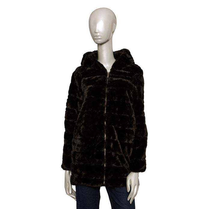 Black Polyester Women's Coat