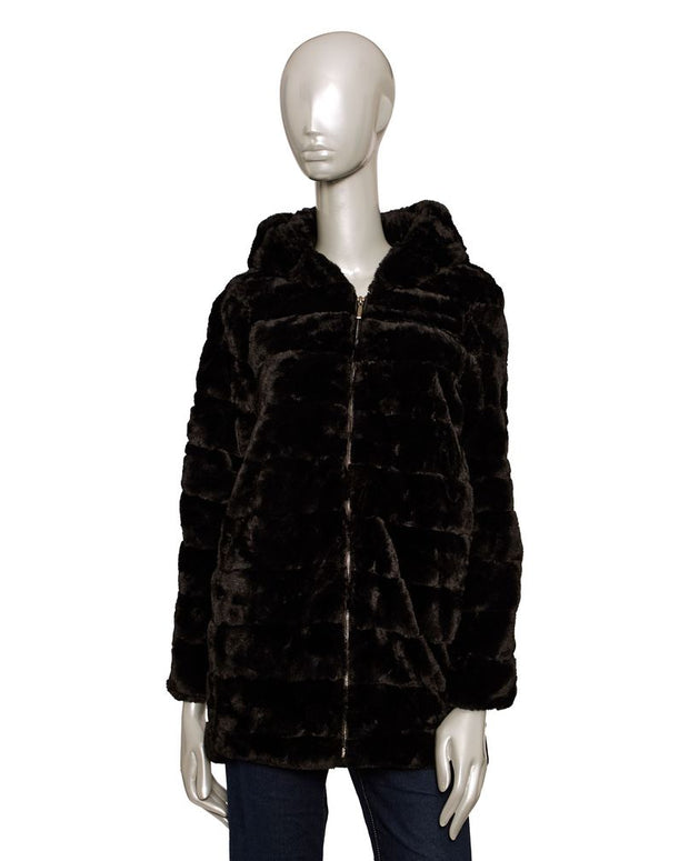 Black Polyester Women's Coat