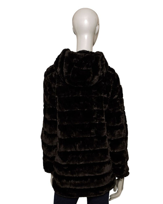 Black Polyester Women's Coat