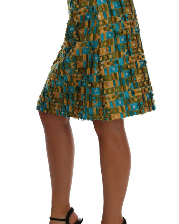 Multicolor Jacquard Straight Pencil Skirt