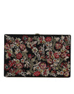 Multicolor Floral Gold Frame Clutch Evening Purse Bag