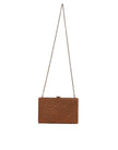 Brown Leather Gold Frame Clutch Mini Crossbody Bag