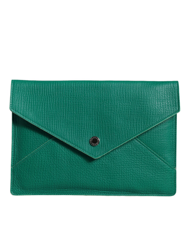 Green Leather Handbag Clutch Mini Purse Pouch Tablet Case