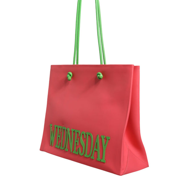 Pink Leather Weekend Wednesday Shopping Tote Bag