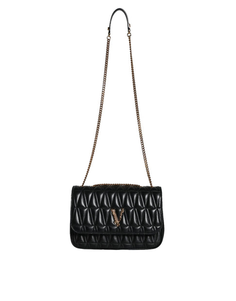 Black Mini Nappa Leather Crossbody Shoulder Bag