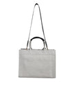 White Top Handle Canvas Leather Logo Crossbody Tote Bag