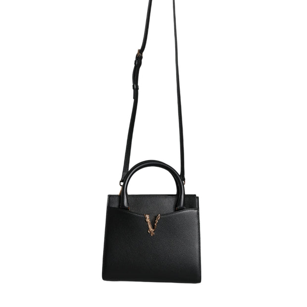 Black Small Leather TopHandle Shoulder Crossbody Bag