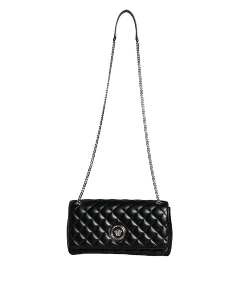 Black Quilted Lambskin Leather Crossbody Shoulder Bag