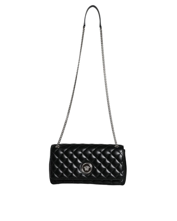 Black Quilted Lambskin Leather Crossbody Shoulder Bag