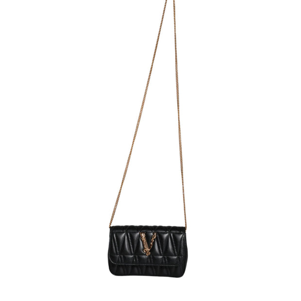 Black Mini Nappa Leather Crossbody Shoulder Bag