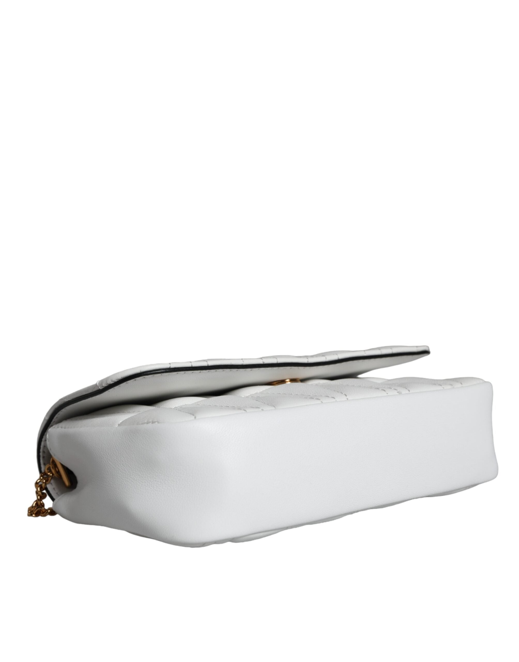 White Quilted Nappa Leather Crossbody Shoulder Bag