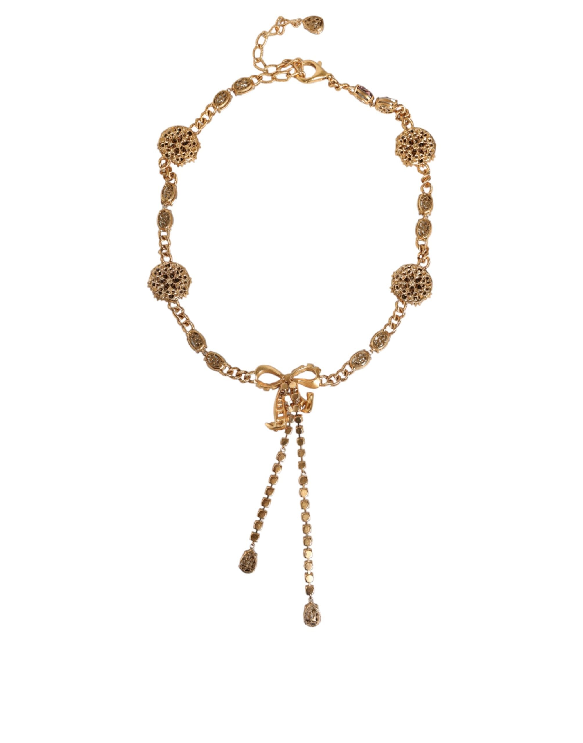 Gold Tone Brass Crystal Embellished Waist Chain Belt