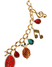 Gold Tone Brass Fruity Crystal Embellished Waist Chain Belt