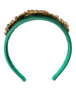 Green Silk Crystal Embellished Tiara Headband Crown Diadem