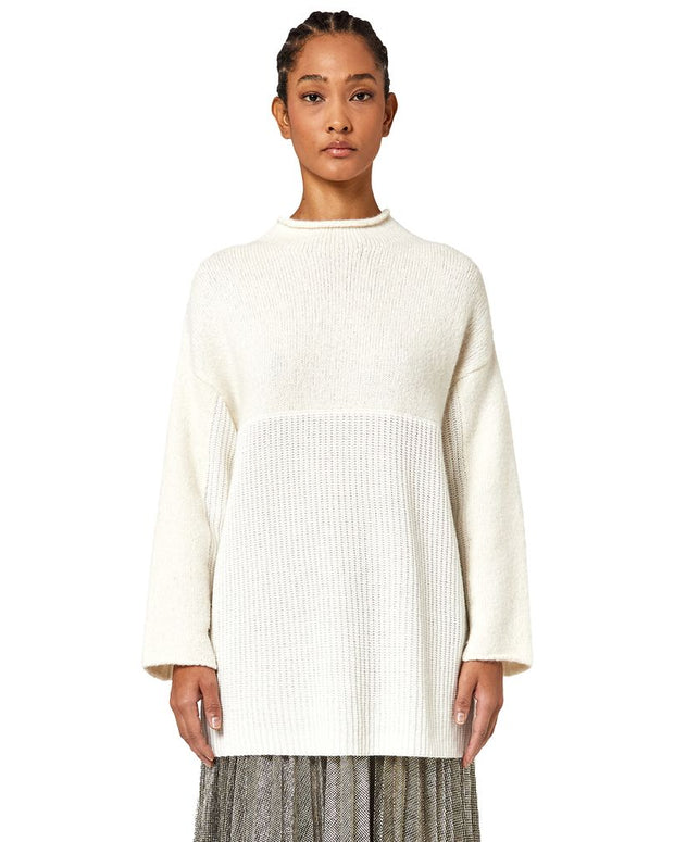 White Recycled Wool Women Sweater