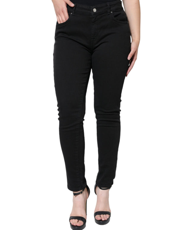 Black Cotton Stretch Skinny Denim Jeans