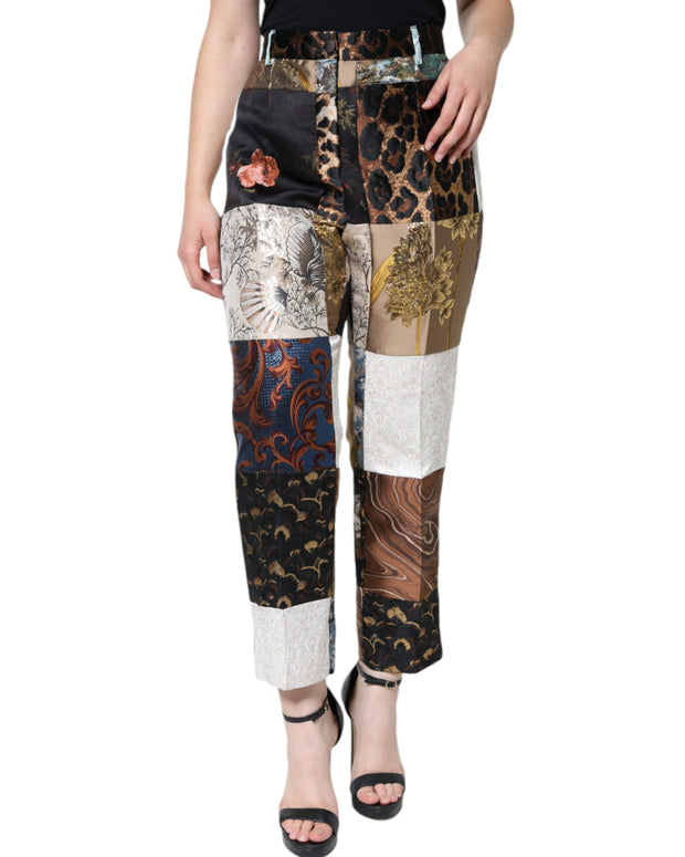 Multicolor Patchwork Jacquard High Waist Pants