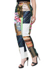 Multicolor Patchwork Jacquard High Waist Pants