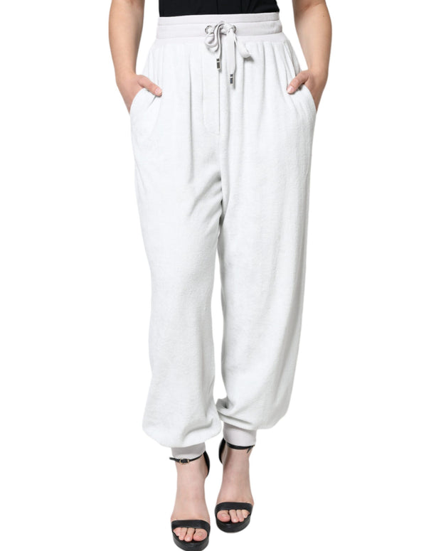 White Nylon Jogger Sweatpants Pants