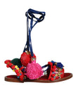 Multicolor Pom Pom Fur Wrap Sandals Shoes