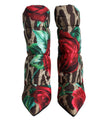 Multicolor Leopard Rose Mid Calf Boots Shoes