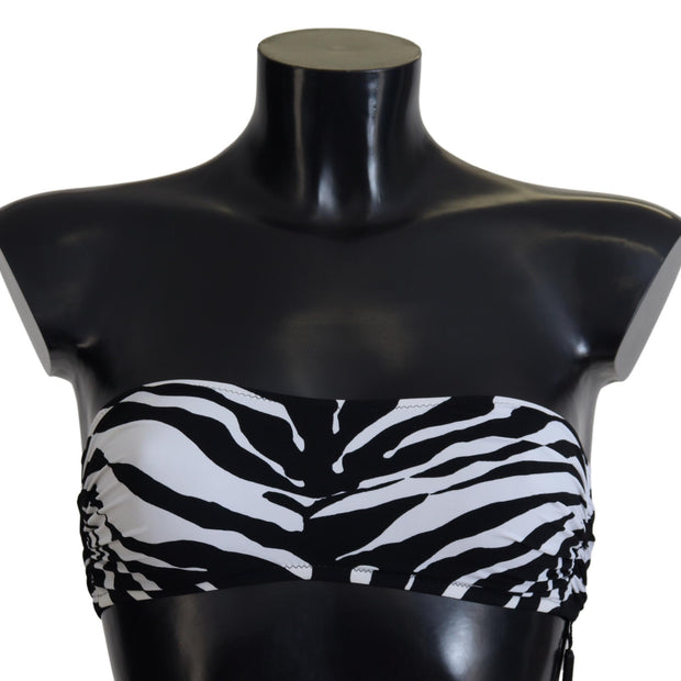 Black White Zebra Bandeau Swimwear Bikini Top