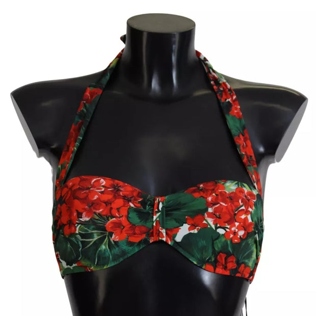 Multicolor Geranium Halter Beachwear Bikini Top