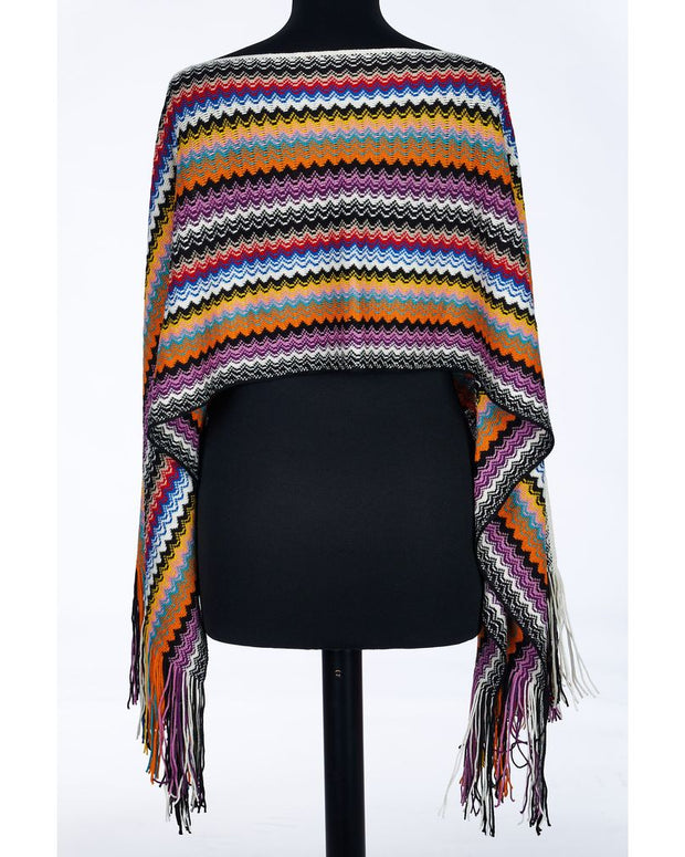 Multicolor Wool Women Poncho