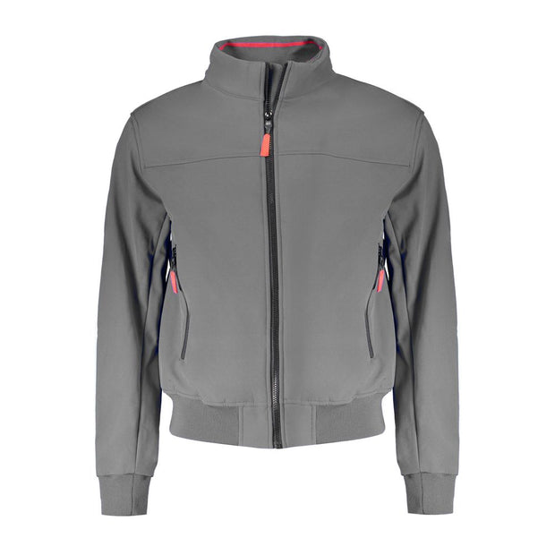 Gray Polyester Men Jacket