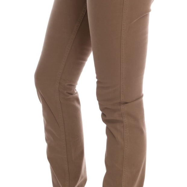 Beige Super Slim Fit Designer Jeans