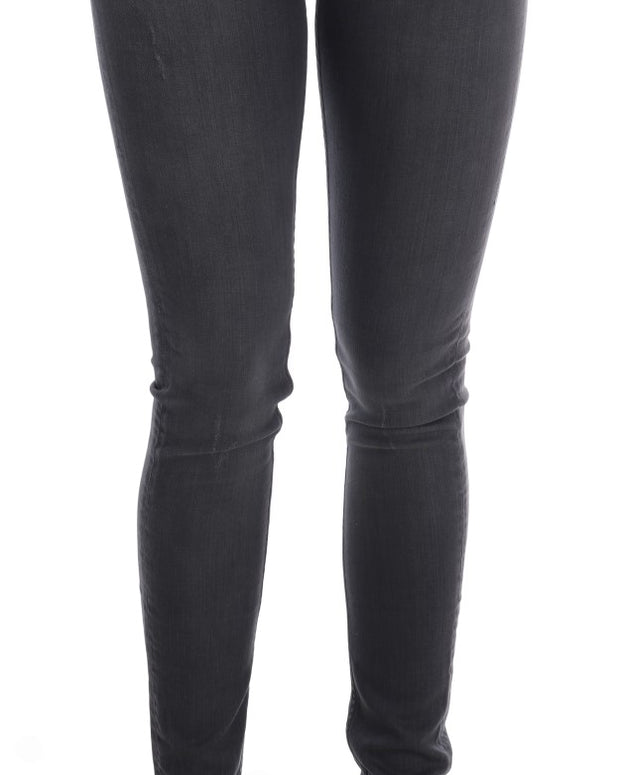 Gray Cotton Slim Fit Denim Jeans