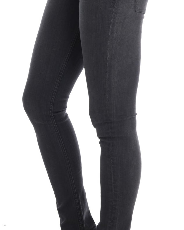 Gray Cotton Slim Fit Denim Jeans