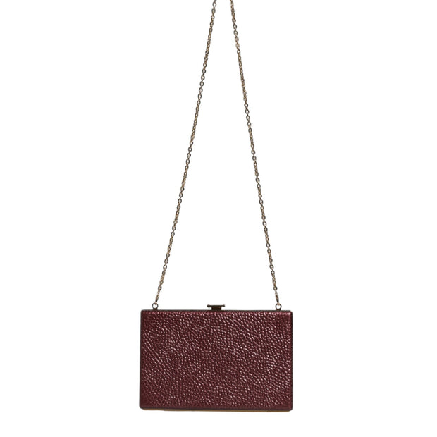 Maroon Leather Clutch Evening Crossbody Bag