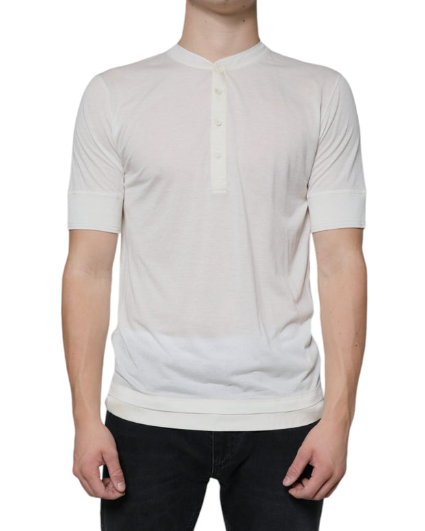 Off White Cotton Short Sleeves T-shirt