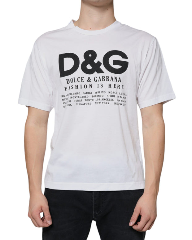 White Cotton DG Logo Print Casual T-shirt