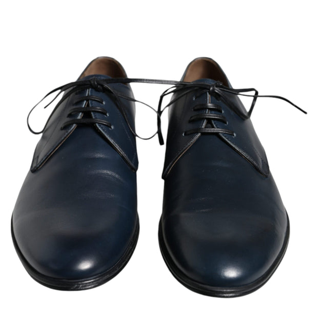 Navy Blue Leather Derby Dress Formal Shoes