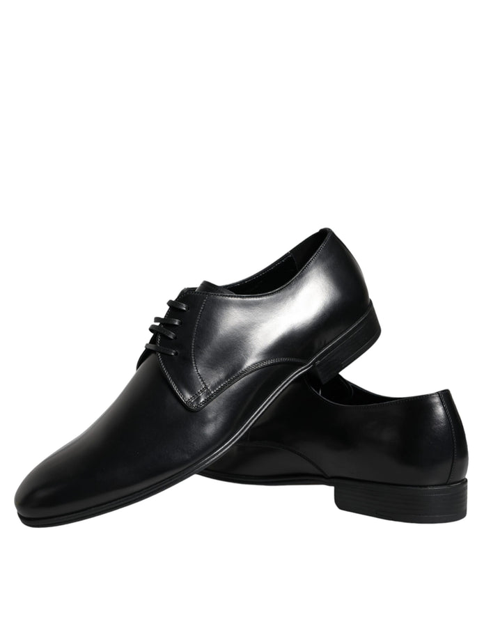 Black Leather Derby Formal Dress Shoes